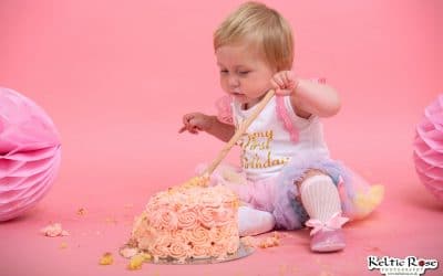 Girls First Birthday Cake Smash Photo Session